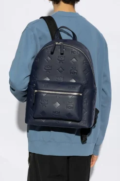 MCM NAVY BLUE Leather backpack