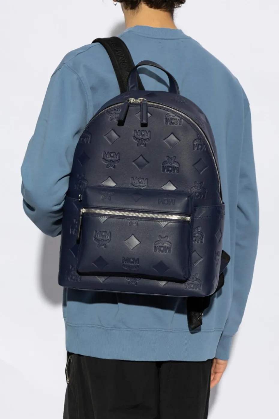 MCM NAVY BLUE Leather backpack