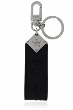MCM NAVY BLUE Leather keychain