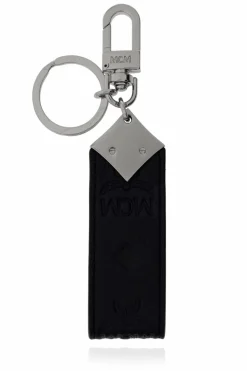 MCM NAVY BLUE Leather keychain