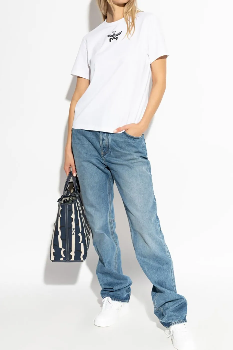 MCM WHITE Printed T-shirt
