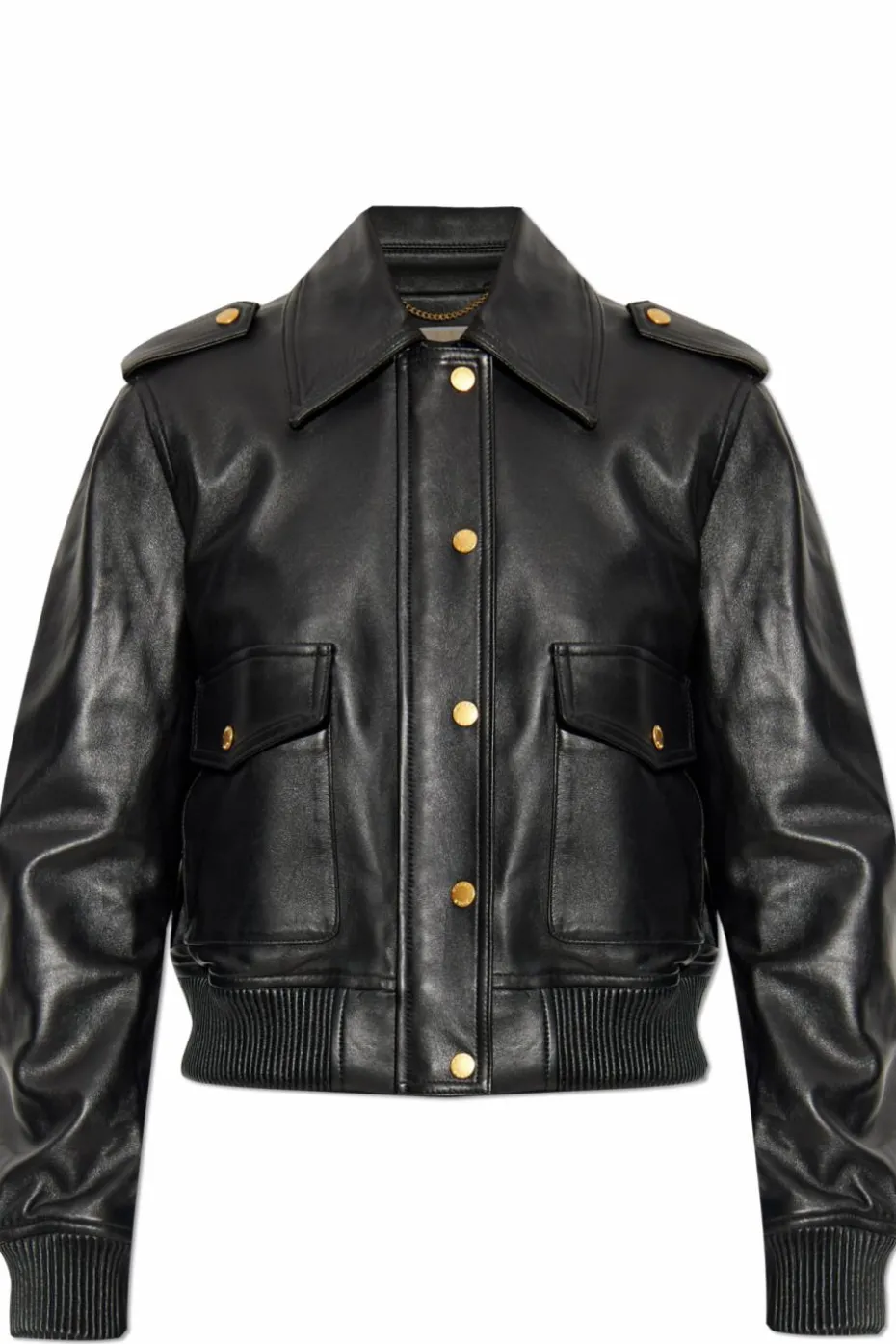 Michael Michael Kors BLACK Leather jacket with epaulettes