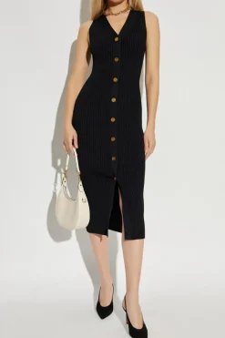 Michael Michael Kors BLACK Ribbed bodycon dress