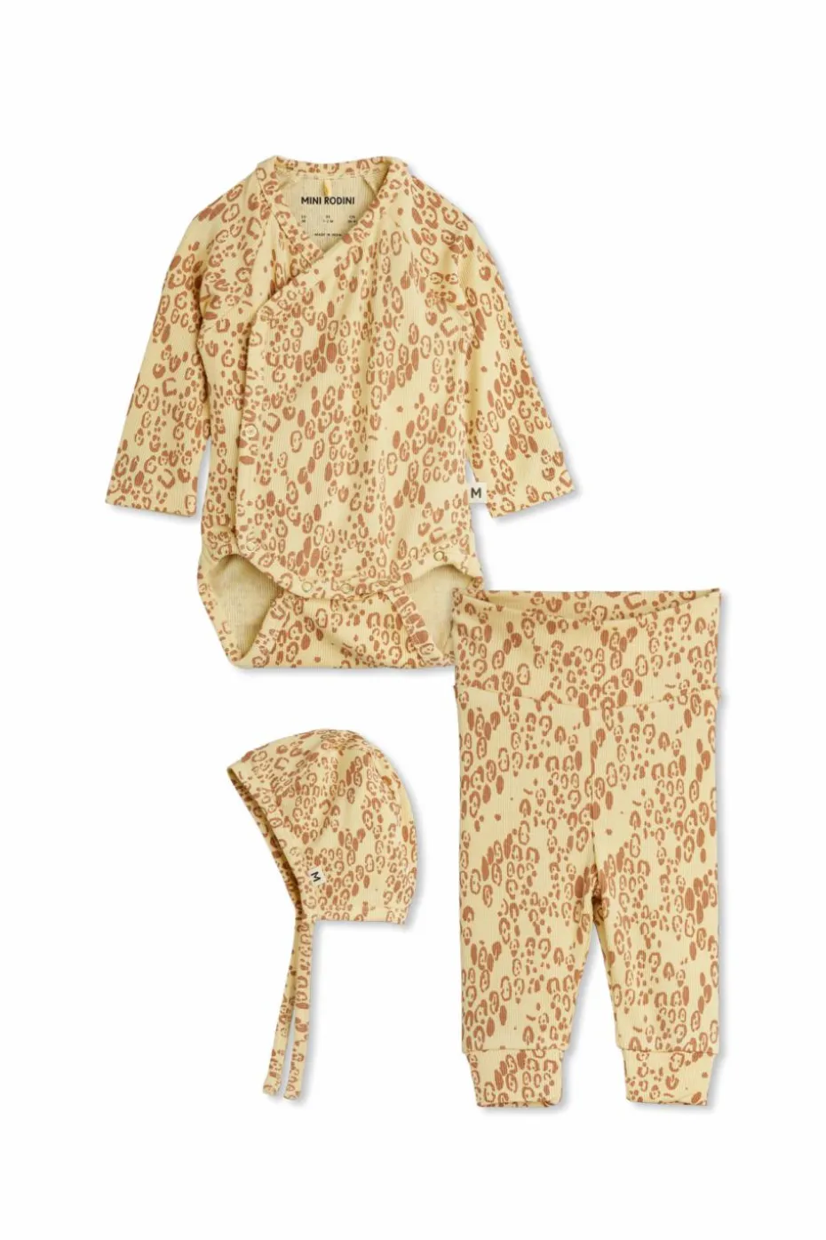 Mini Rodini beige Set: bodysuit and hat
