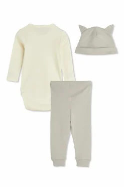 Mini Rodini GREY Set: bodysuit, hat, and pants
