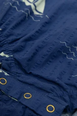 Mini Rodini NAVY BLUE Baby onesie with print