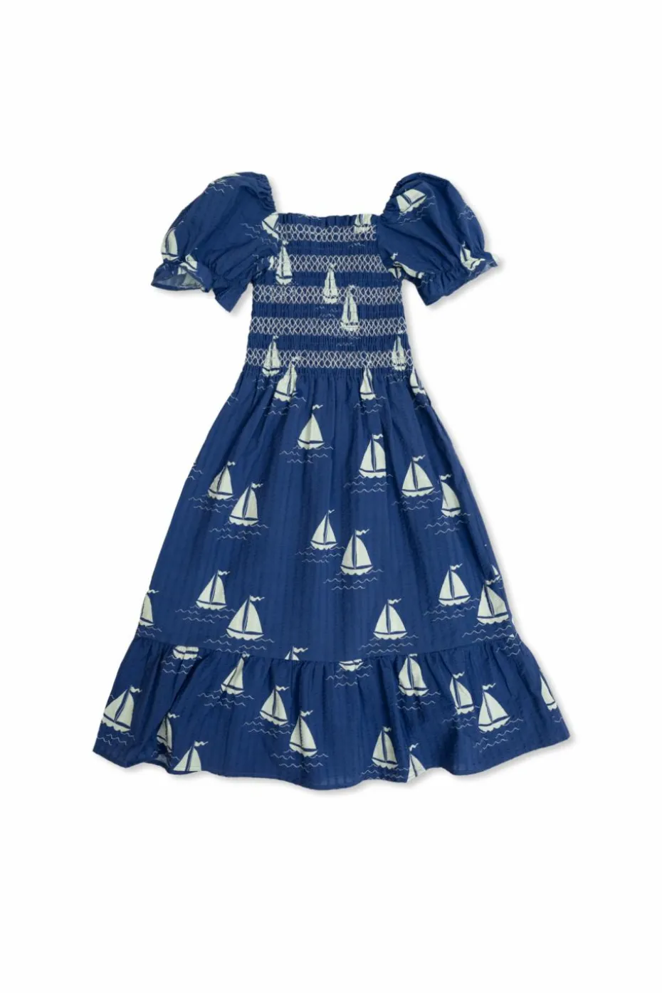 Mini Rodini NAVY BLUE Cotton dress with ruching
