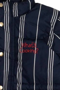 Mini Rodini NAVY BLUE Striped puffer jacket