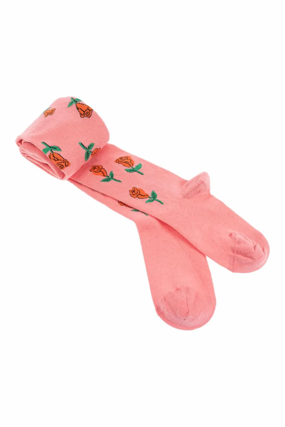 Mini Rodini PINK Cotton tights with floral motif