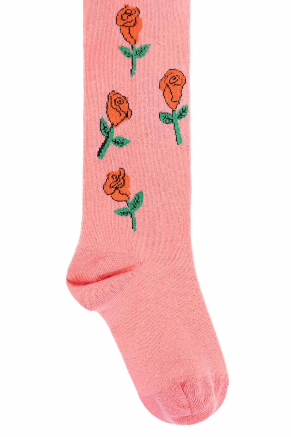 Mini Rodini PINK Cotton tights with floral motif
