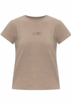 MM6 Maison Margiela beige Ribbed top