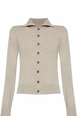MM6 Maison Margiela beige Cardigan with wool trim