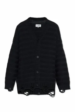 MM6 Maison Margiela BLACK Cardigan with wool trim