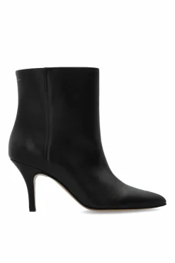 MM6 Maison Margiela BLACK Leather heeled ankle boots