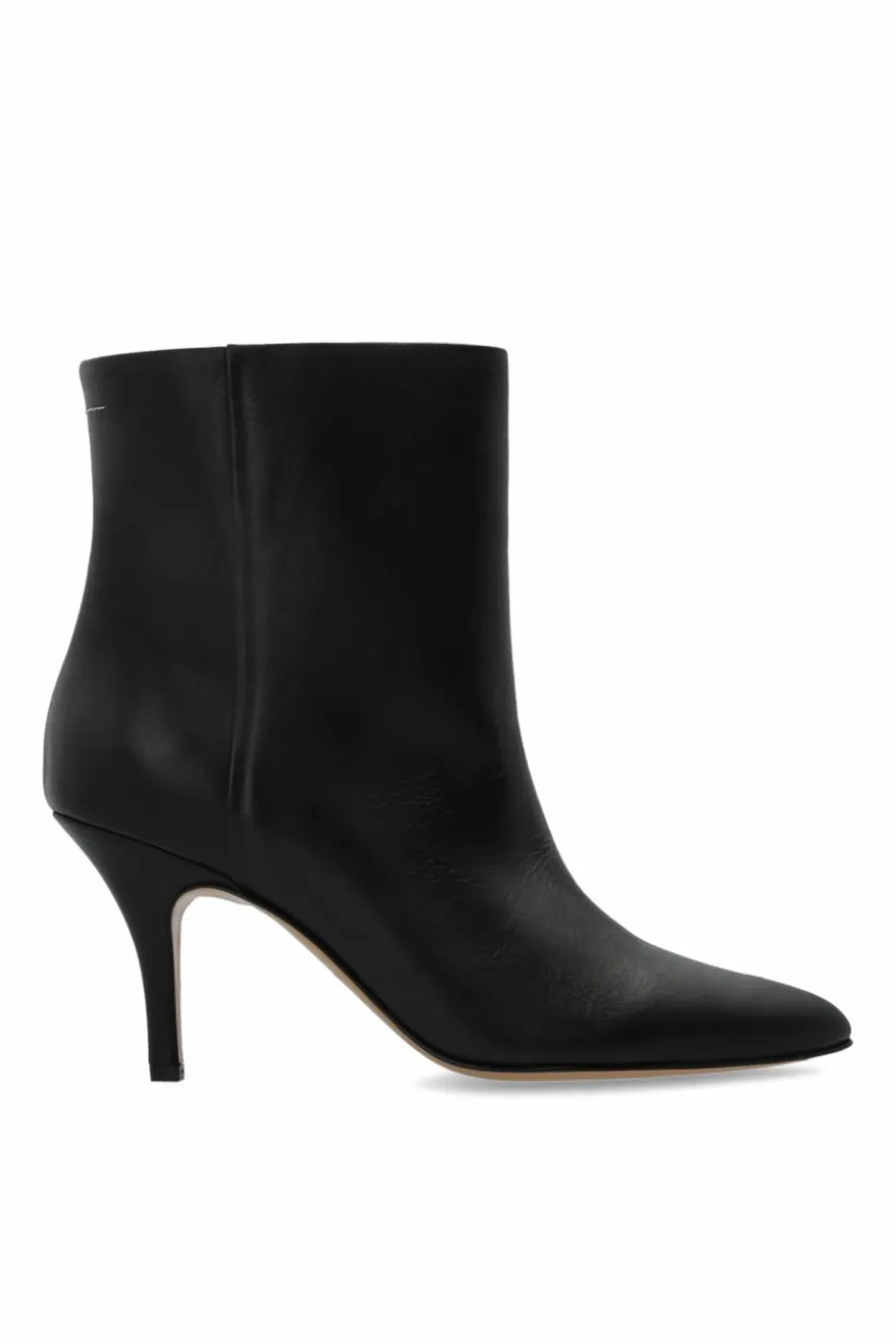 MM6 Maison Margiela BLACK Leather heeled ankle boots