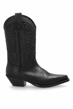 MM6 Maison Margiela BLACK Leather cowboy boots