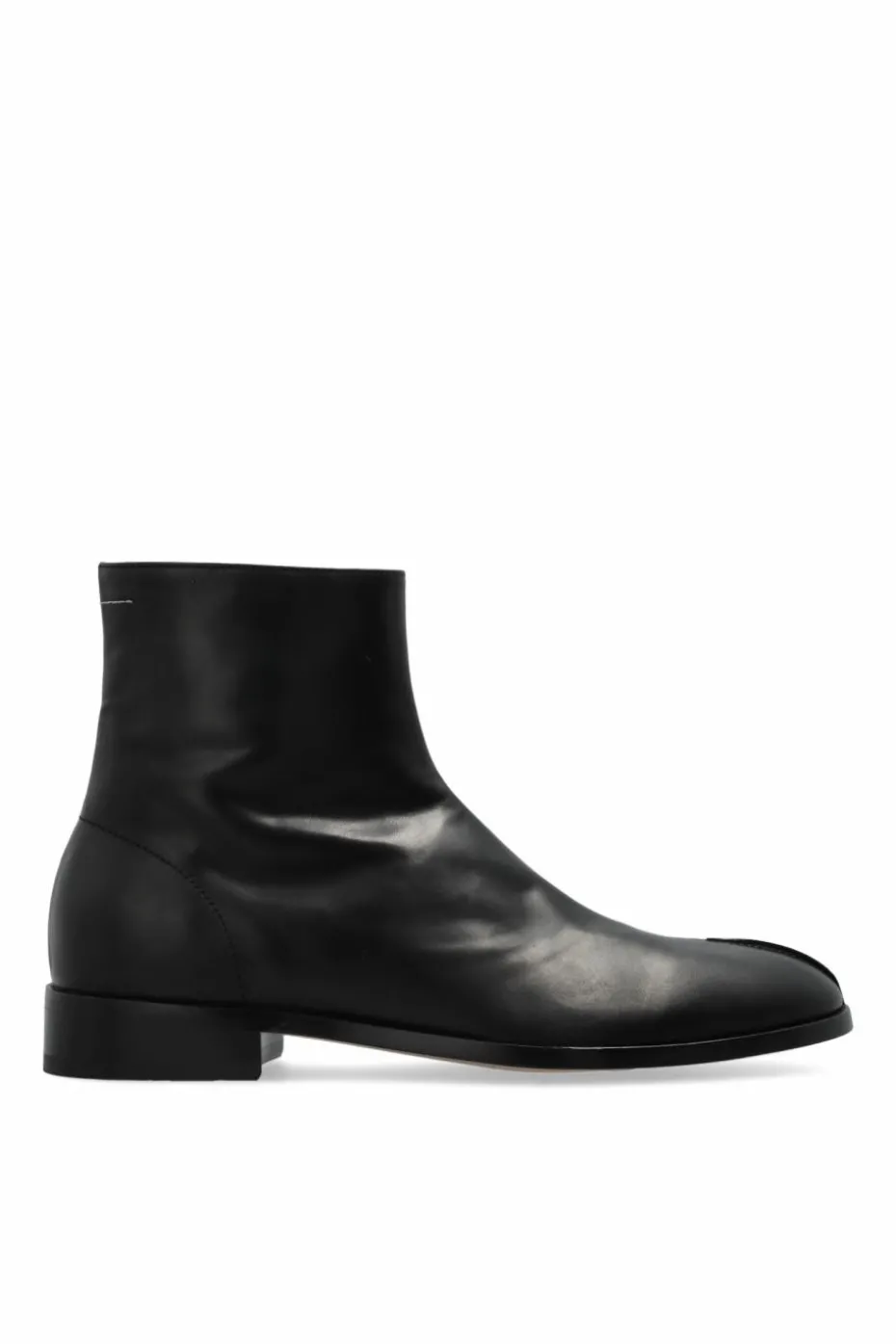 MM6 Maison Margiela BLACK Leather ankle boots