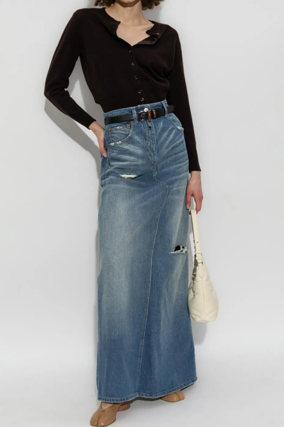 MM6 Maison Margiela BLUE Denim skirt with vintage effect