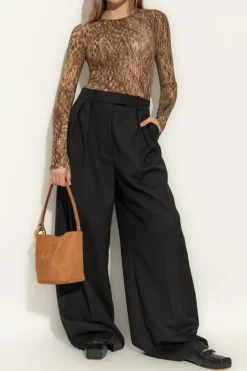 MM6 Maison Margiela BROWN Bodysuit with animal motif