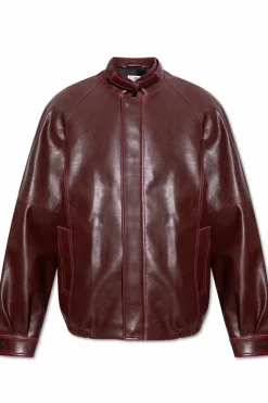 MM6 Maison Margiela BURGUNDY Jacket made of eco leather with a stand-up collar