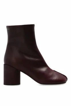 MM6 Maison Margiela BURGUNDY Leather heeled ankle boots