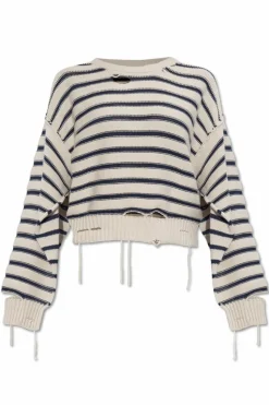 MM6 Maison Margiela cream Sweater with striped pattern