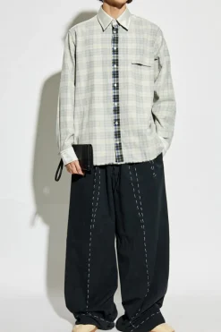 MM6 Maison Margiela cream Plaid pattern shirt