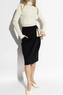 MM6 Maison Margiela cream Ribbed top