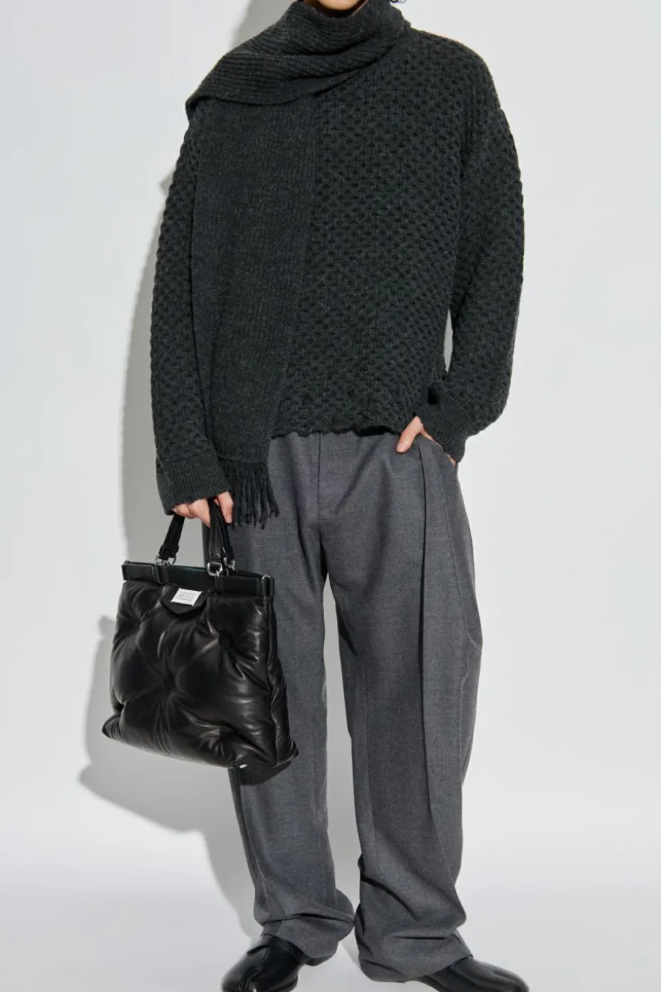 MM6 Maison Margiela GREY Sweater with wool trim