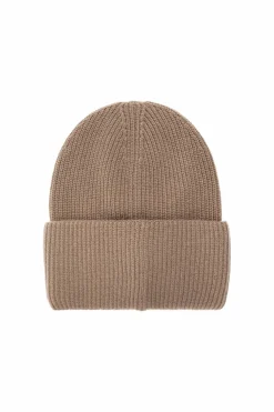 Moncler beige Wool beanie with logo patch