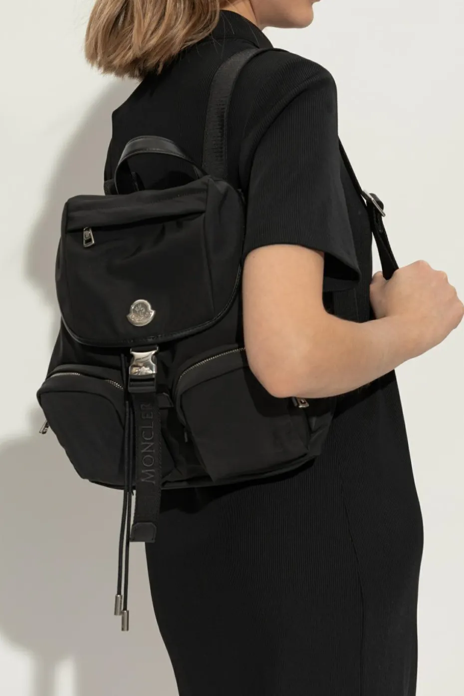 Moncler BLACK Backpack with logo-shaped appliqué