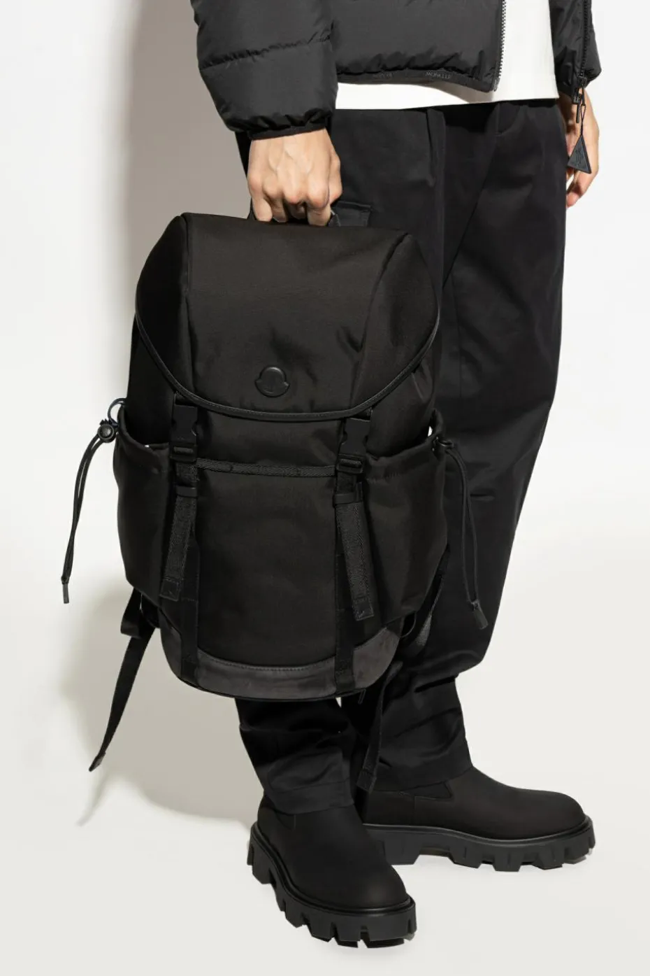 Moncler BLACK Backpack with logo patch