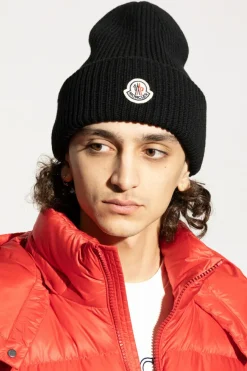 Moncler BLACK Cap with logo patch