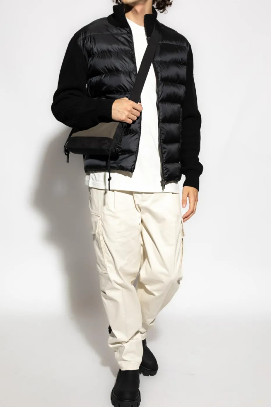 Moncler BLACK Cardigan with quilted front