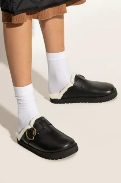 Moncler BLACK Leather slides