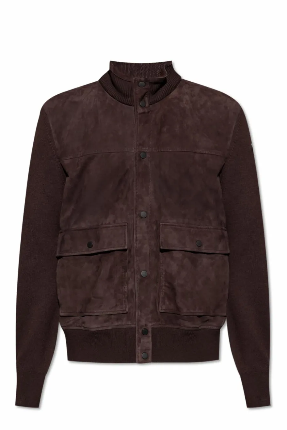 Moncler BROWN Cardigan with suede front