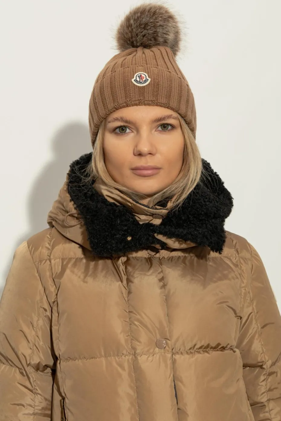 Moncler BROWN Pom-pom beanie