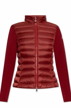 Moncler BURGUNDY Cardigan with down insert
