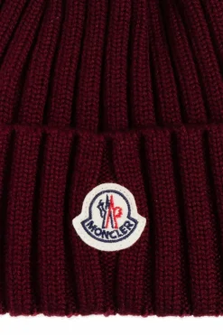 Moncler BURGUNDY Pom-pom hat