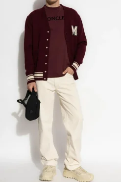 Moncler BURGUNDY Wool cardigan