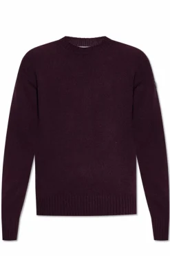 Moncler BURGUNDY Wool sweater with a crew neck
