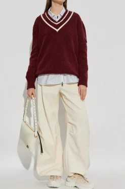 Moncler BURGUNDY Wool sweater