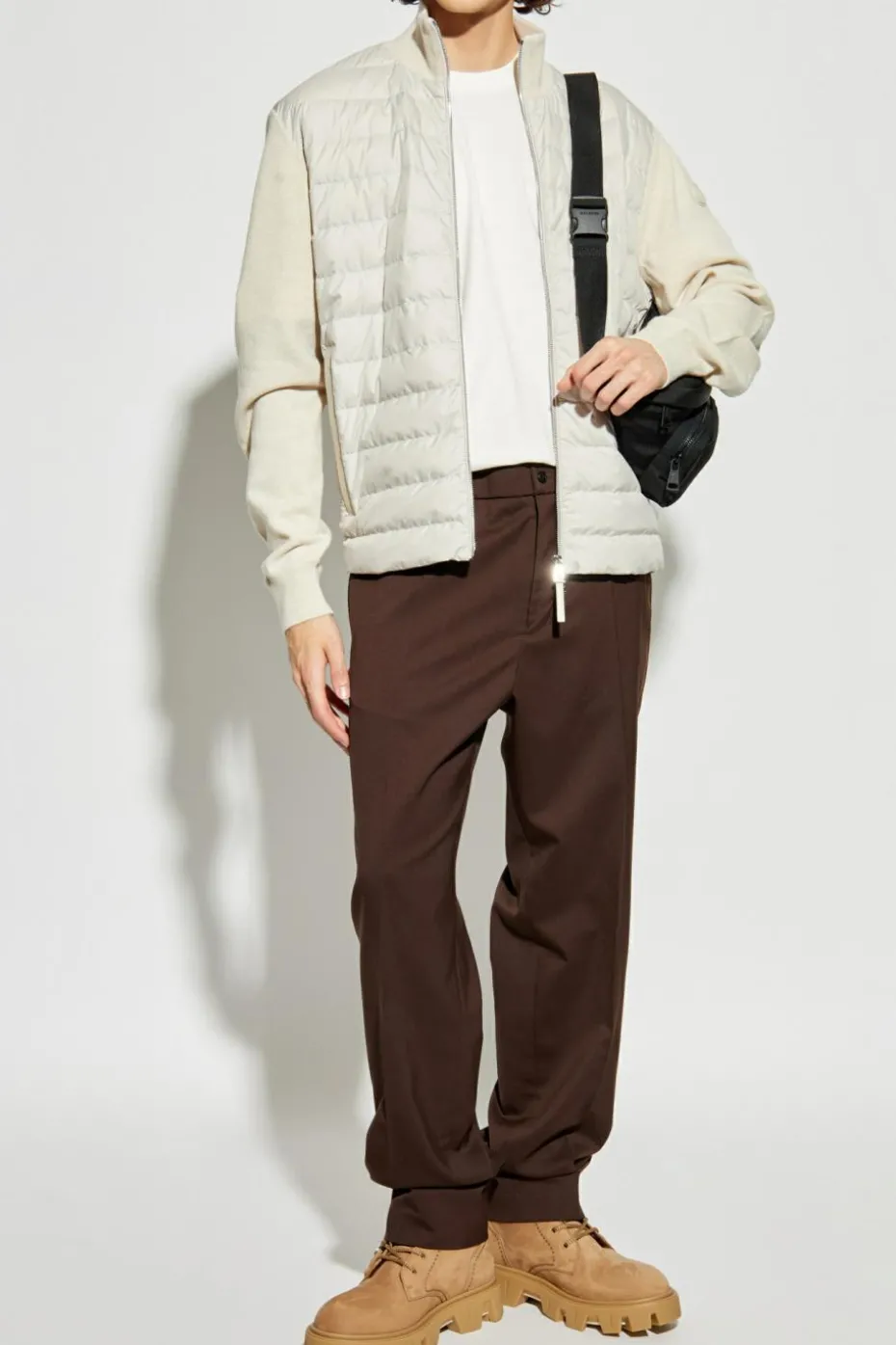 Moncler cream Cardigan with down insert