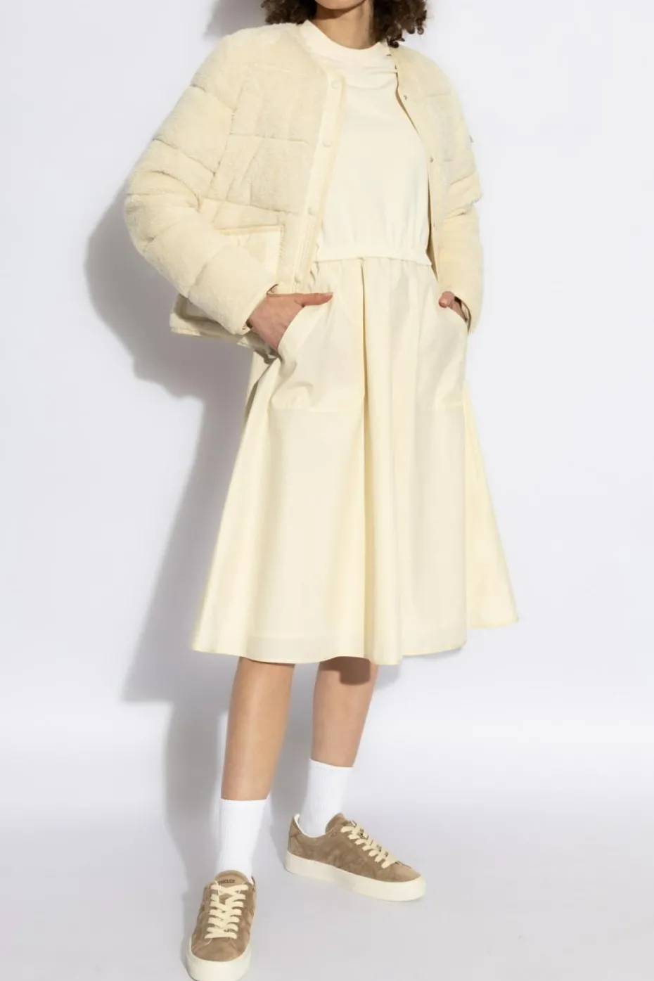 Moncler cream Cotton dress with pockets