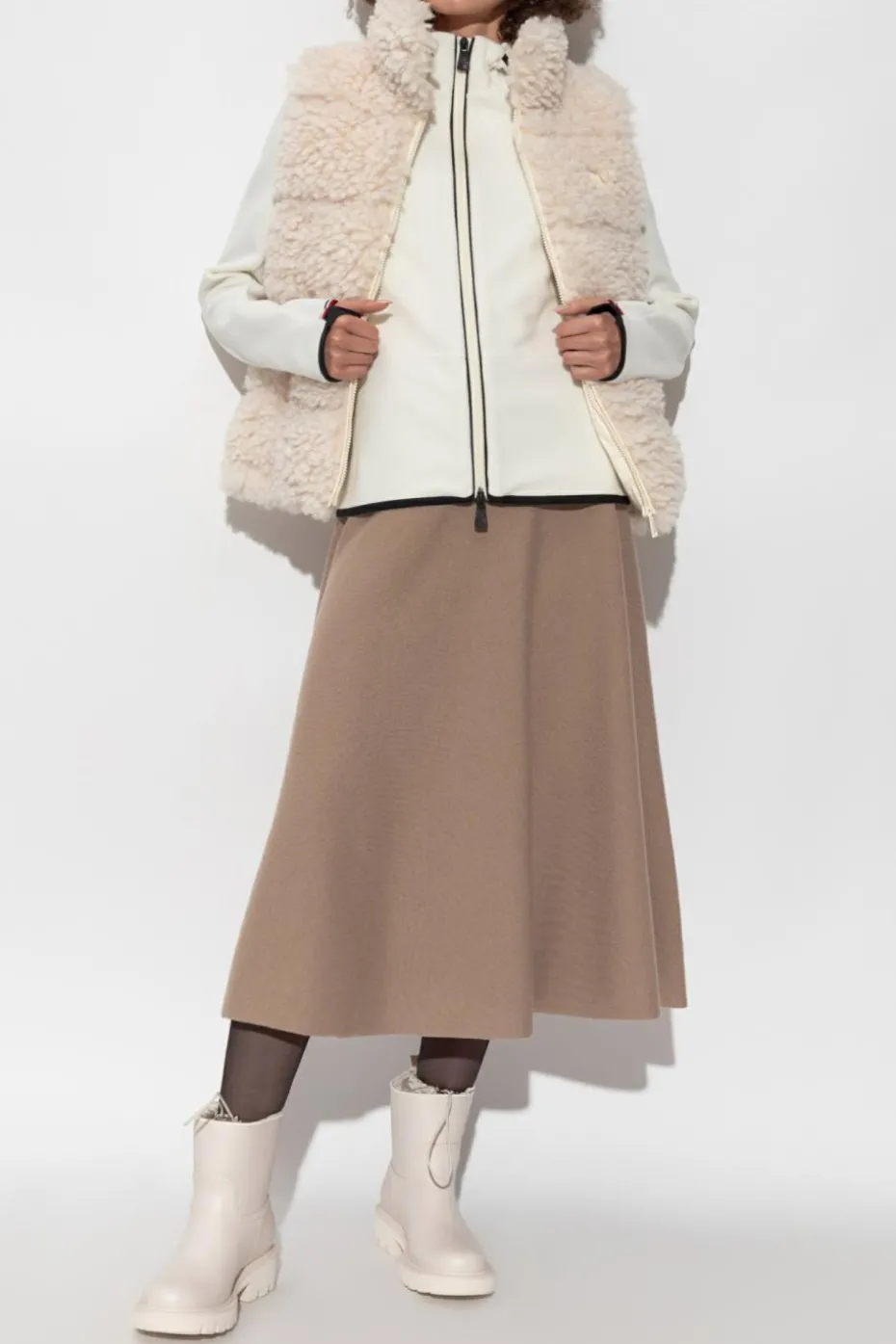Moncler cream Faux fur vest