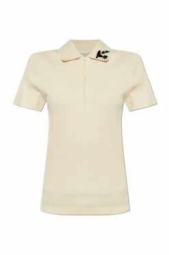 Moncler cream Polo with appliquƩs