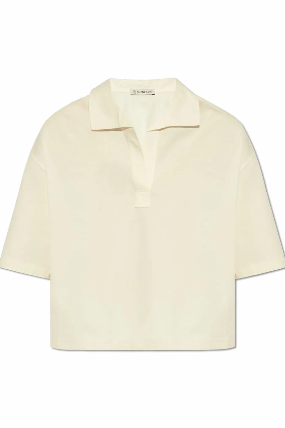 Moncler cream Polo with logo patch