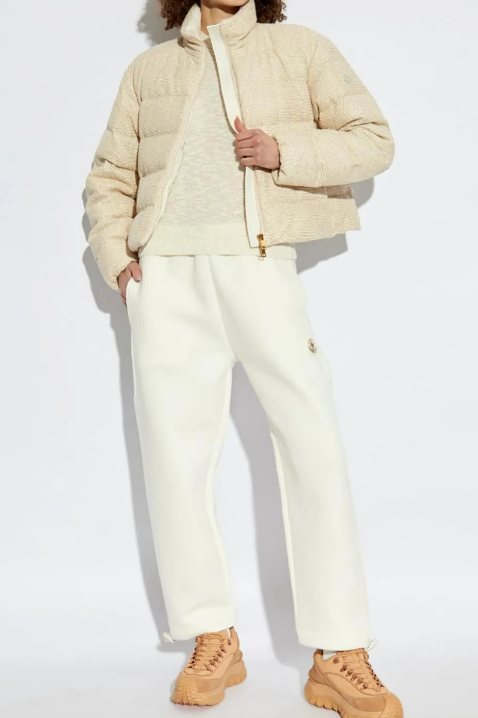 Moncler cream Sweater with shimmering thread