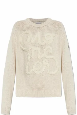 Moncler cream Sweater with embroidery
