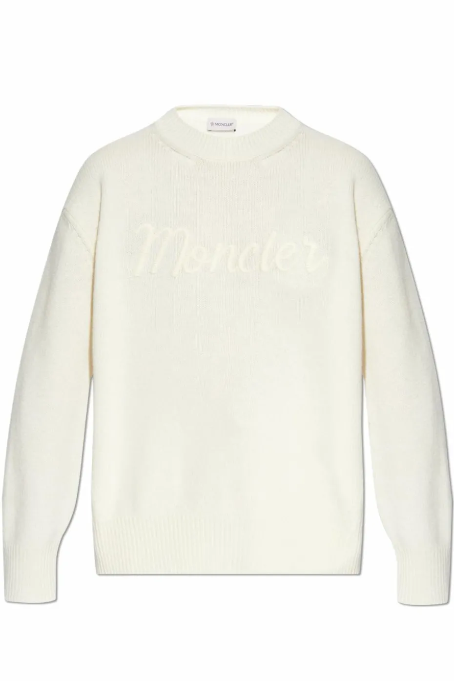 Moncler cream Sweater with Embroidered Logo